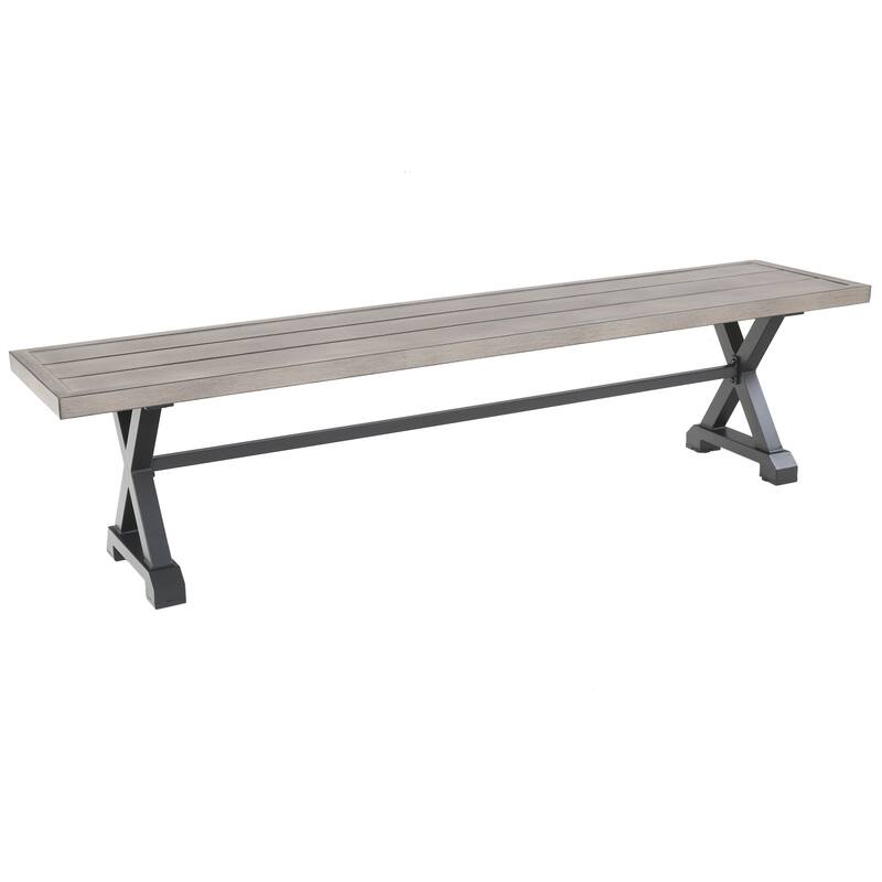 Dining Bench, Outdoor Patio Bench, Metal Benches for Garden, Porch, Backyard - Grey