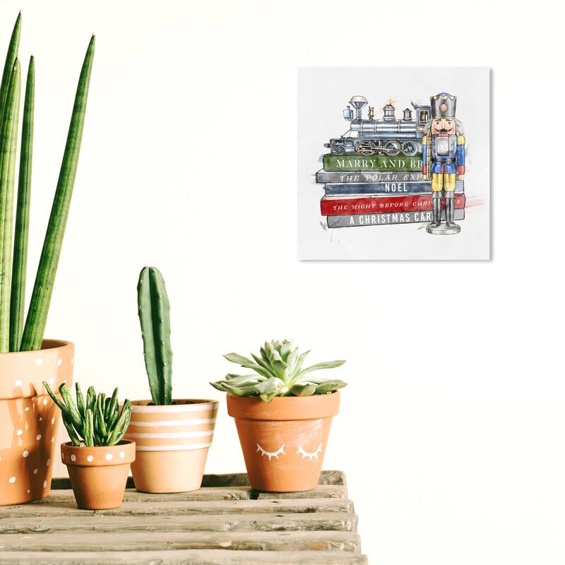 Wynwood Studio Prints Holiday and Seasonal Festive Books and Toys White and Gray Modern & Contemporary Wall Art Canvas Print - 12 x 12