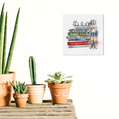 Wynwood Studio Prints Holiday and Seasonal Festive Books and Toys White and Gray Modern & Contemporary Wall Art Canvas Print