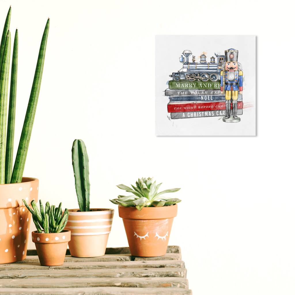 Wynwood Studio Prints Holiday and Seasonal Festive Books and Toys White and Gray Modern & Contemporary Wall Art Canvas Print