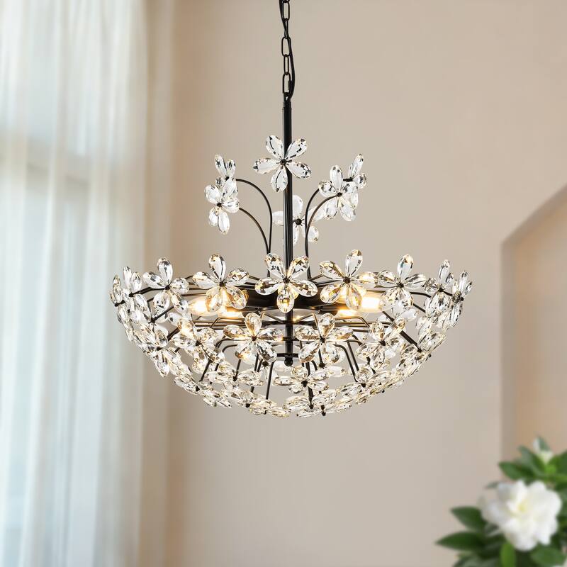 Starsky 8-Light Sputnik Unique / Statement Crystal Chandelier - Black