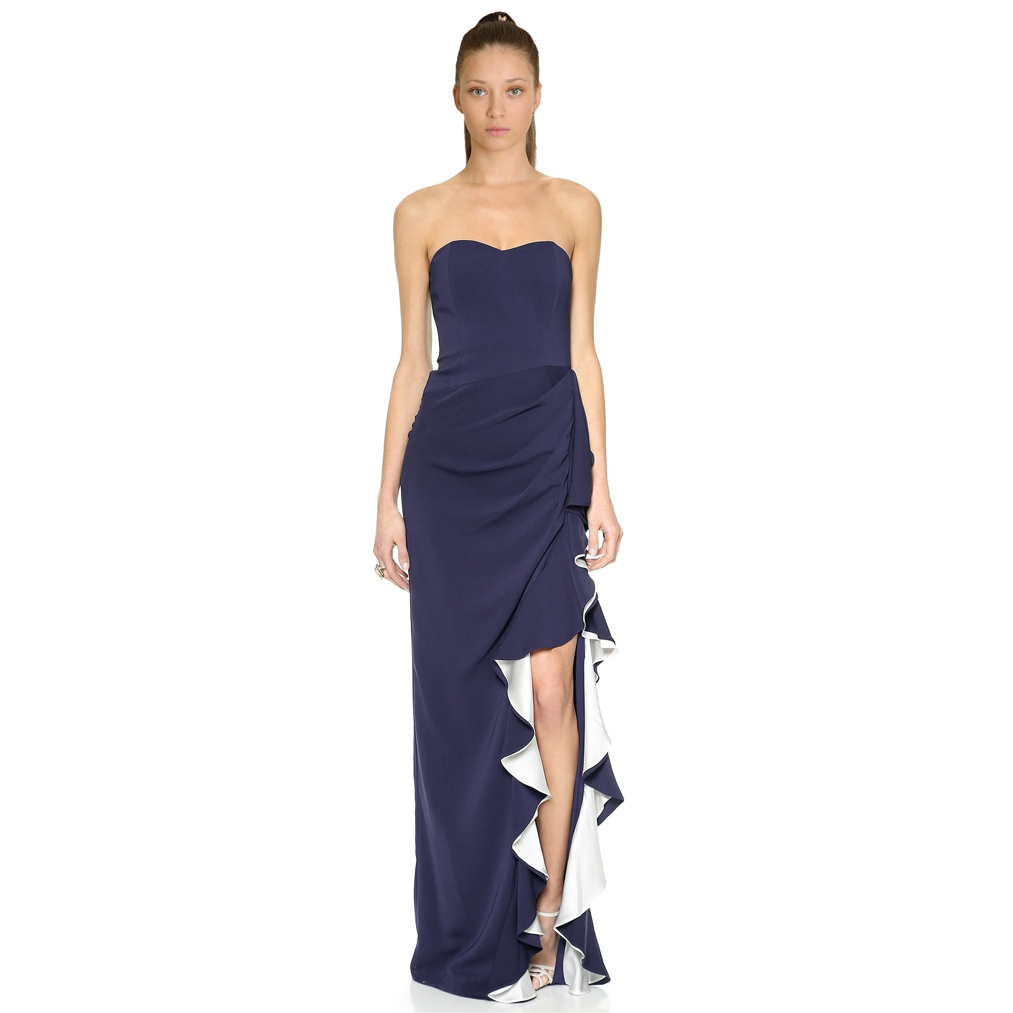 badgley mischka strapless gown