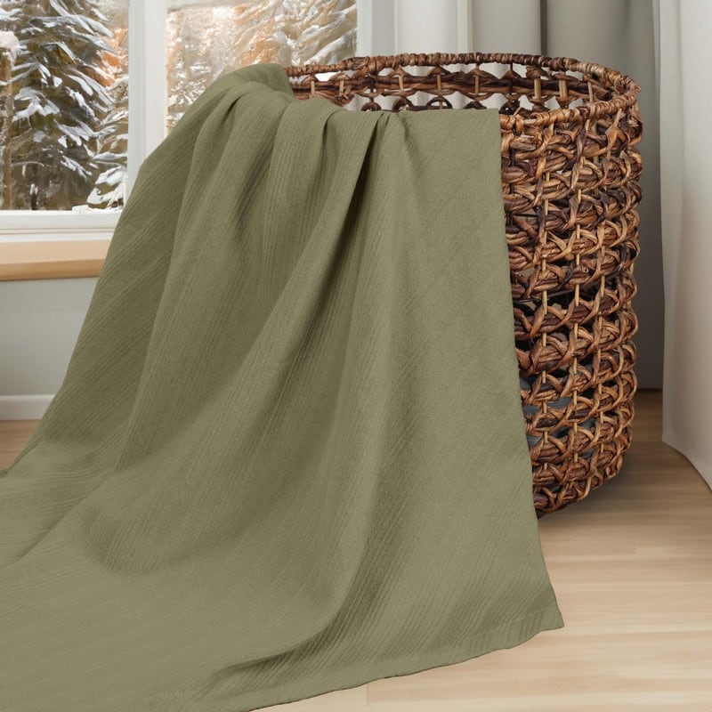 Blue Nile Mills Striped Jacquard Dobby Weave Cotton Throw Blanket