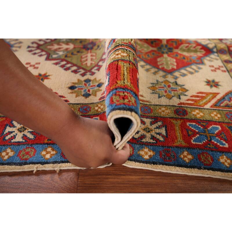 Handmade Kazak Oriental Accent Rug Handmade Wool Carpet - 3'2" x 5'1"