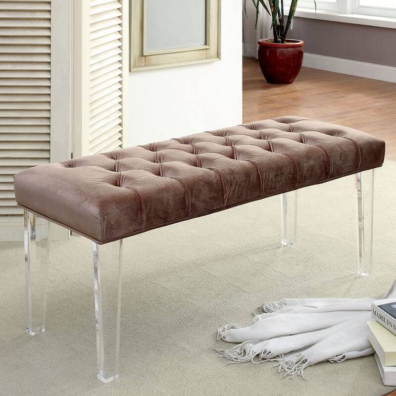 Bral Contemporary Fabric Tufted Accent Bench by Furniture of America - Brown