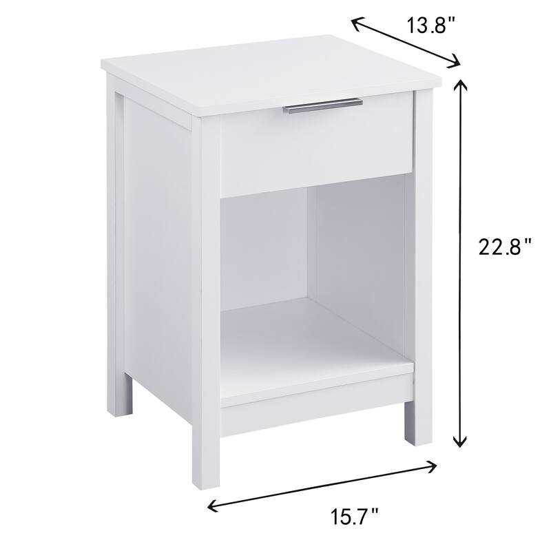 Nightstand with Drawer,End Table With Drawer and Open Shelf,Easy Assemble,Sturdy Side Frames,Metal Handle