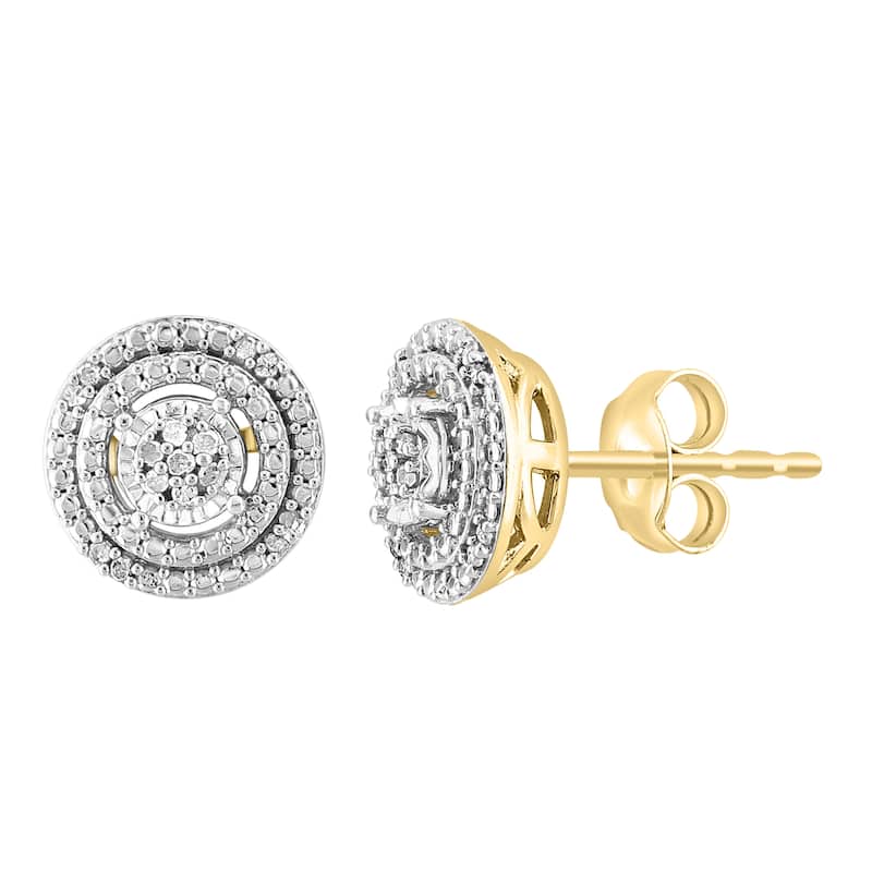 EFFY Gold-Plated 925 Sterling Silver Diamond Earrings