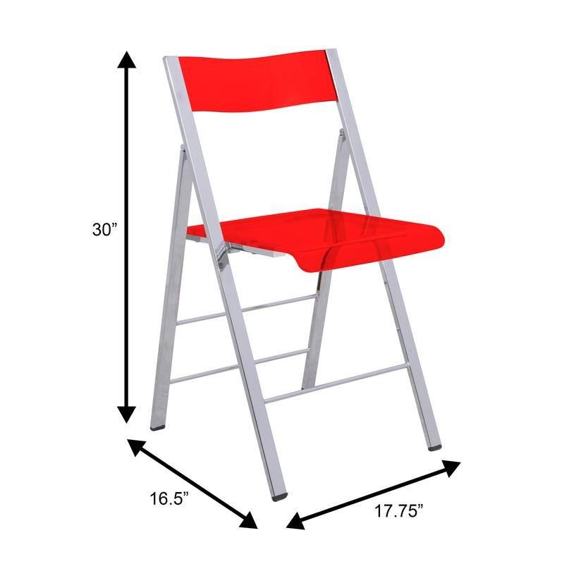 Menno Modern Acrylic Folding Dining Chairs with Stainless Steel Frames and Rubber Pads (Set of 4)