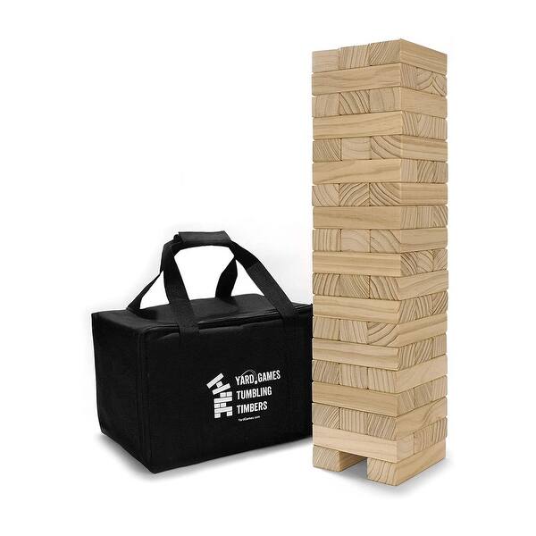 slide 2 of 8, Yard Games Large Tumbling Timbers 24" Wood Block Stacking Game w/ Case, Natural - 12.5 x 9.8 x 9.3 inches