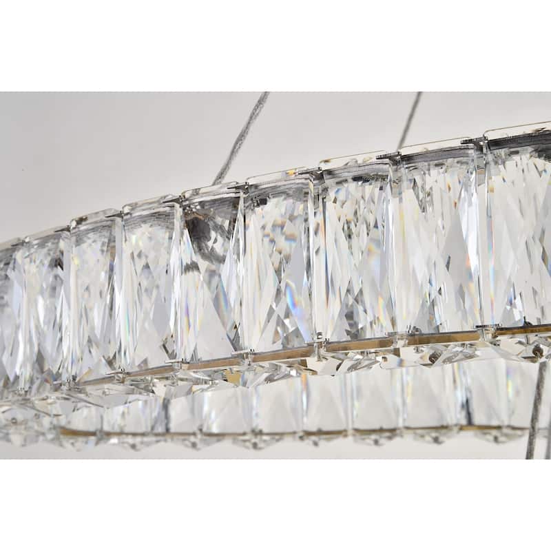 Madelyn Integrated LED light Chrome Chandelier Clear Royal Cut Crystal - 48"W X 11.8"H
