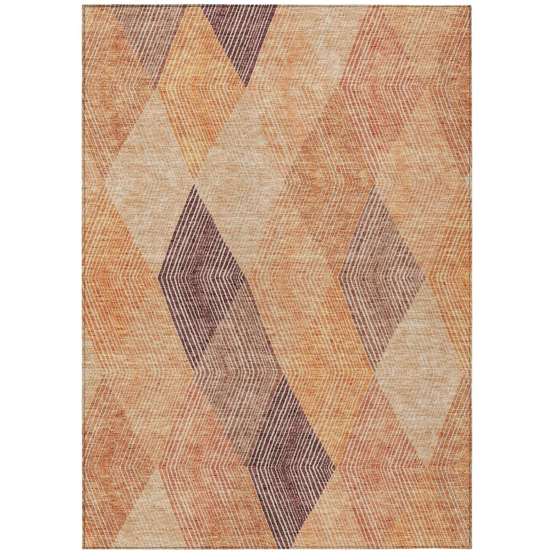 Machine Washable Indoor/ Outdoor Diamond Stripes Chantille Rug