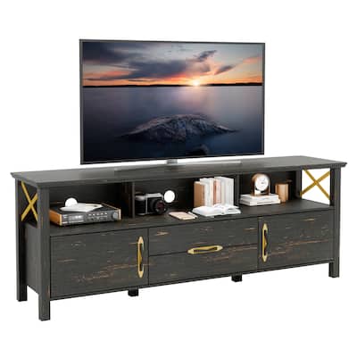 Farmhouse TV Stand for 70 inch Tv, Entertainment Center with Barn Doors
