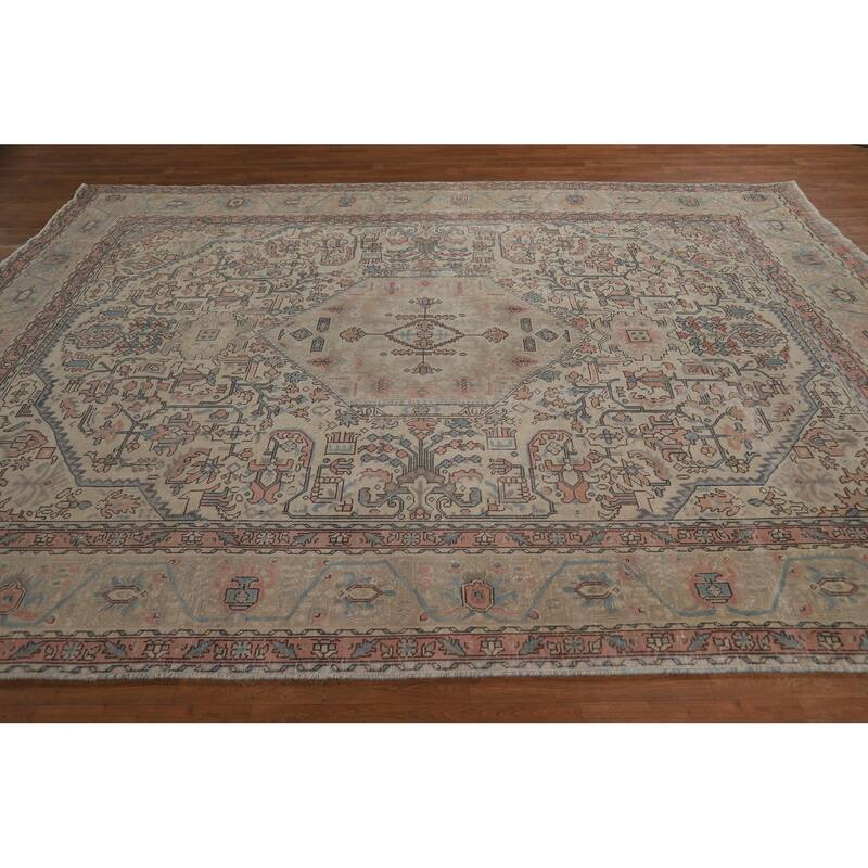 Geometric Tabriz Persian Area Rug Oriental Hand-Knotted Wool Carpet - 8'0"x 10'6"