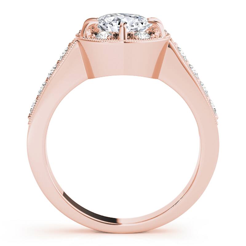 Auriya 14k Rose Gold Lab Grown Round Diamond Halo Engagement Ring 0.50 to 5.00 ct. tw. (F-G VS)