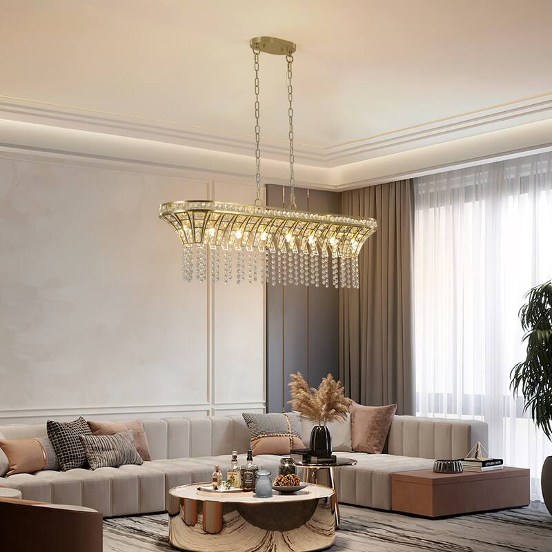 Modern Crystal Chandelier - Luxury Pendant Ceiling Light Pendant Light for Dining Room, Kitchen Island, or Living Room - Transparent