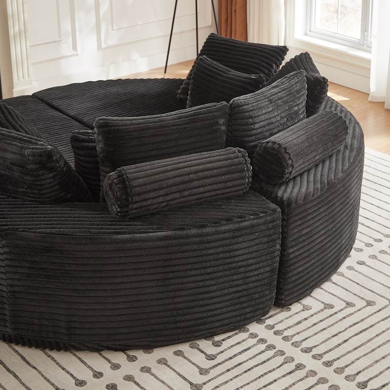 78.5-inch Corduroy Round Oversized Recliner,Converts into Two Recliners,2-In-1 Sofa Bed