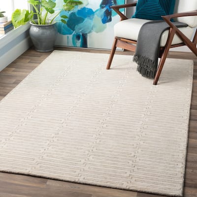 Hand-Knotted Aniya Stripe Pattern Viscose Area Rug