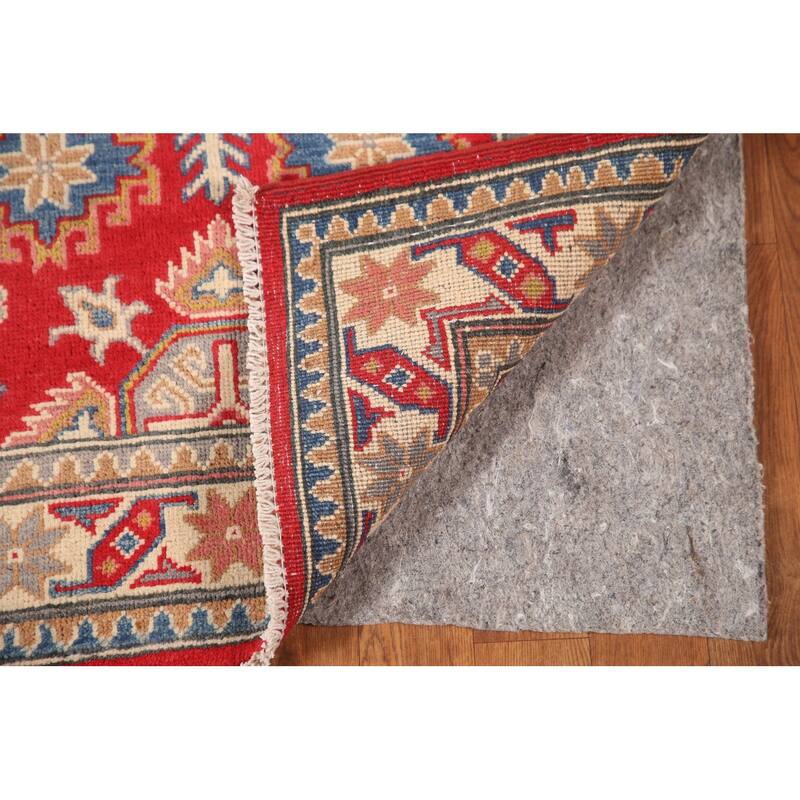 Geometric Red Kazak Oriental Accent Rug Handmade Wool Carpet - 2'9"x 4'2"