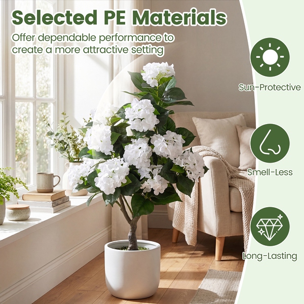 Costway Artificial Hydrangea Tree, 2-Piece Set, 43.5