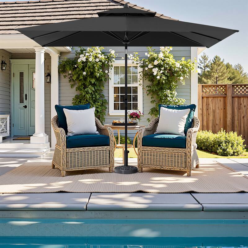 Crestlive Products 10 x 6.5 FT Rectangular Patio Market Umbrella with Black Base Included - Black
