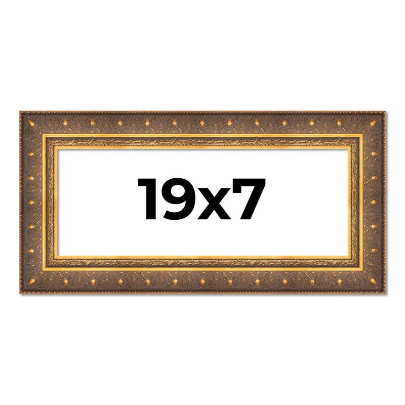 19x7 Frame Vintage Gold Solid Wood Picture Frame | 2.5 Inch Moulding