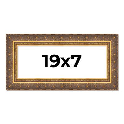 19x7 Frame Vintage Gold Solid Wood Picture Frame | 2.5 Inch Moulding
