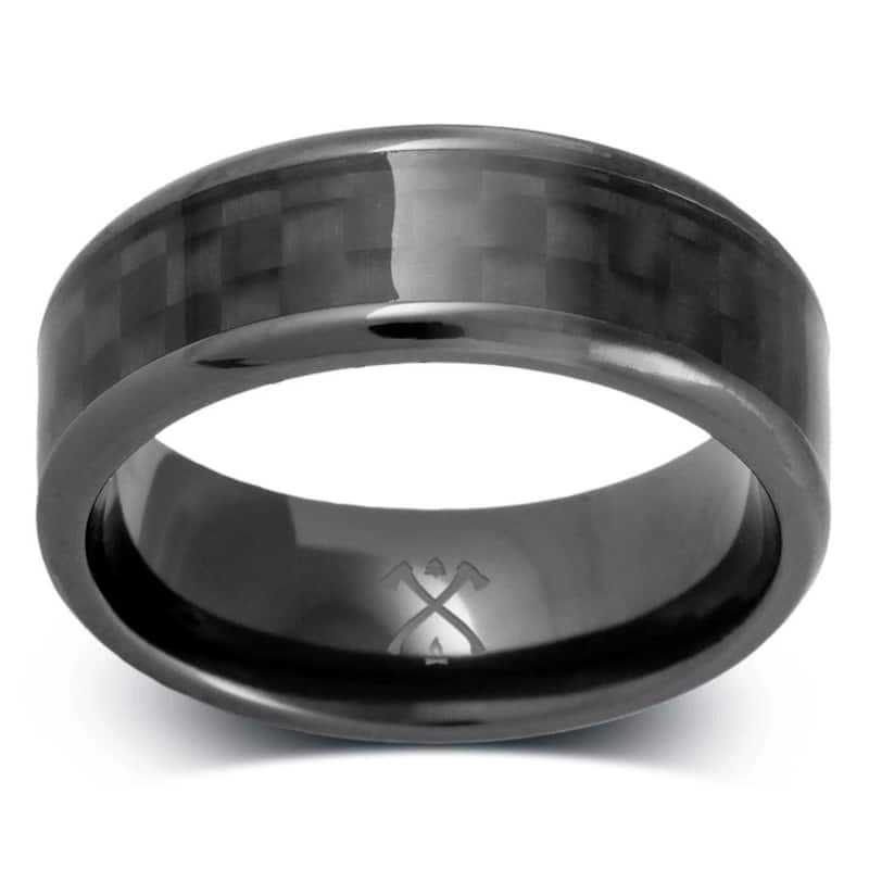 Manly Bands THE WATCHMAN Black Zirconium with Inlay 8mm Polished Band