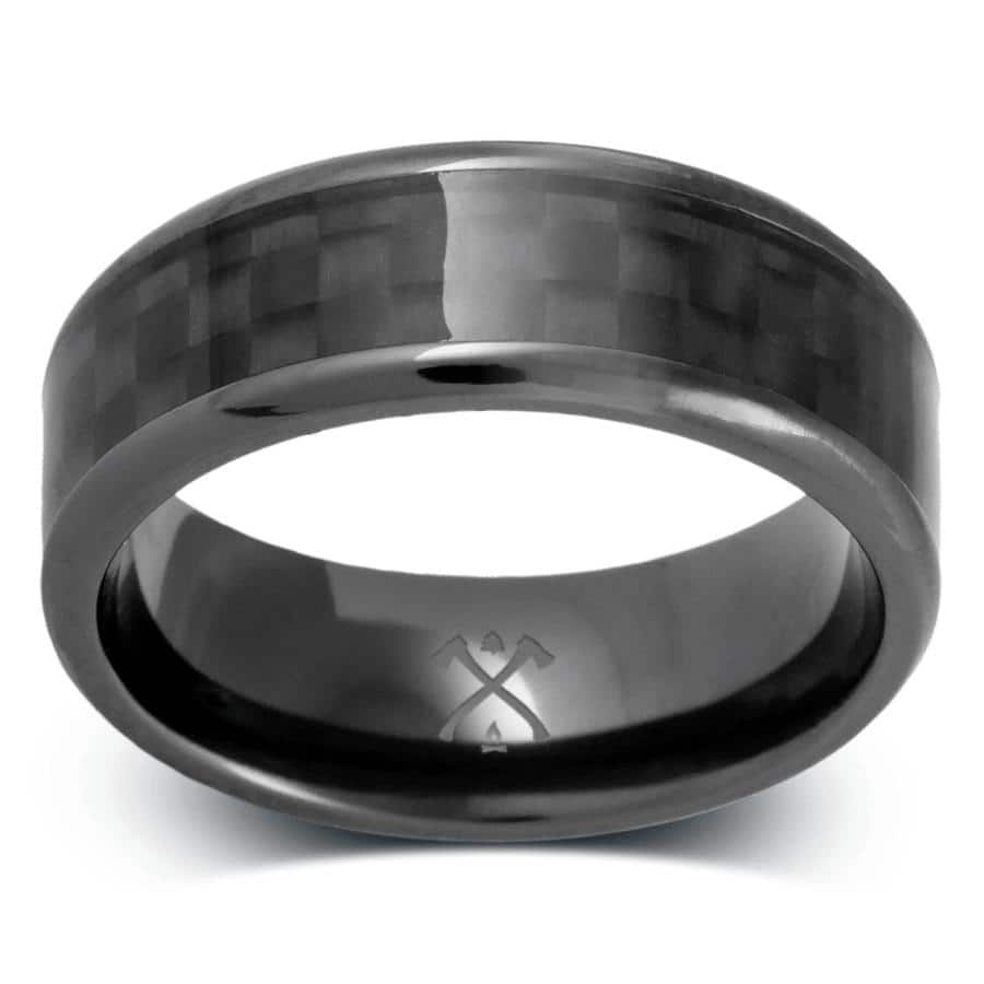 Manly Bands THE WATCHMAN Black Zirconium with Inlay 8mm Polished Band
