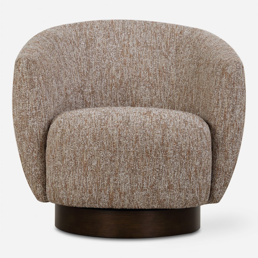 Solid Dunes Barrel Back Swivel Chair - 33" - Brown