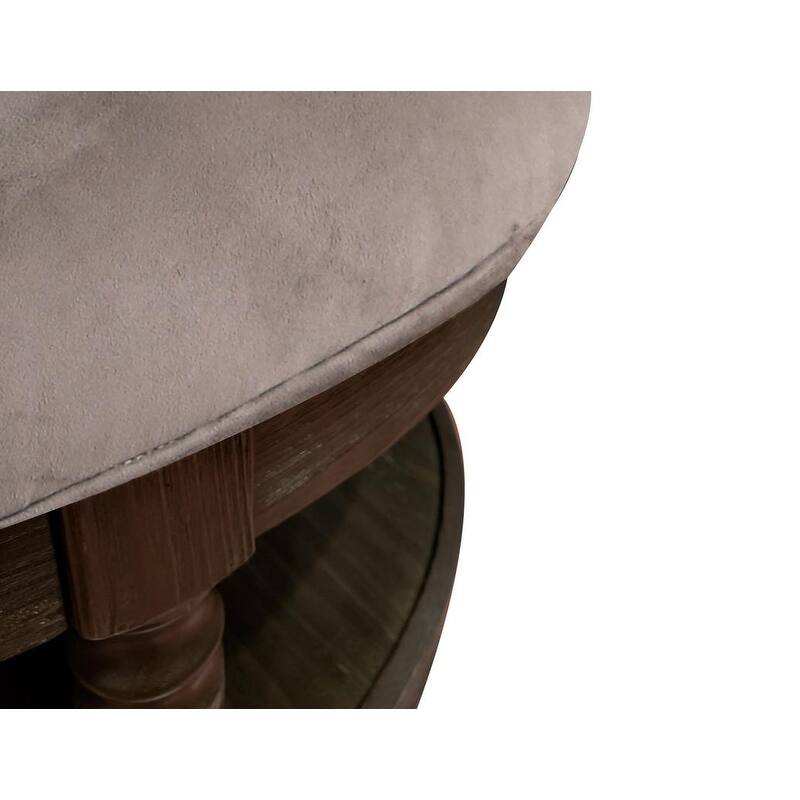 Best Master Furniture Upholstered Round Tufted Ottoman Coffee Table
