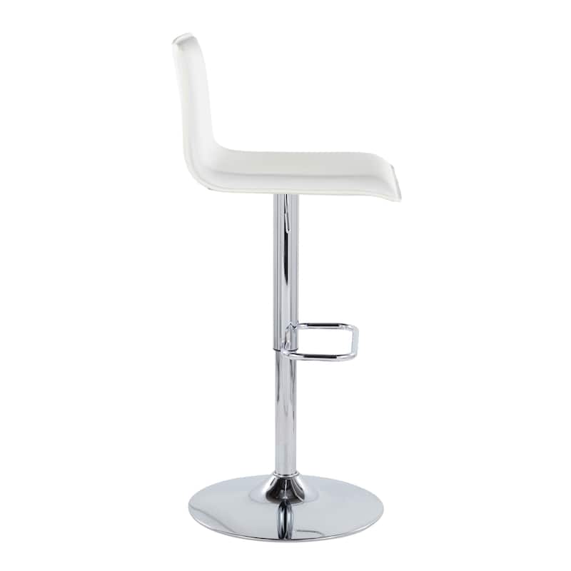 Porch & Den Mara Upholstered Adjustable Bar Stool with Rounded Rectangle Footrest (Set of 2)