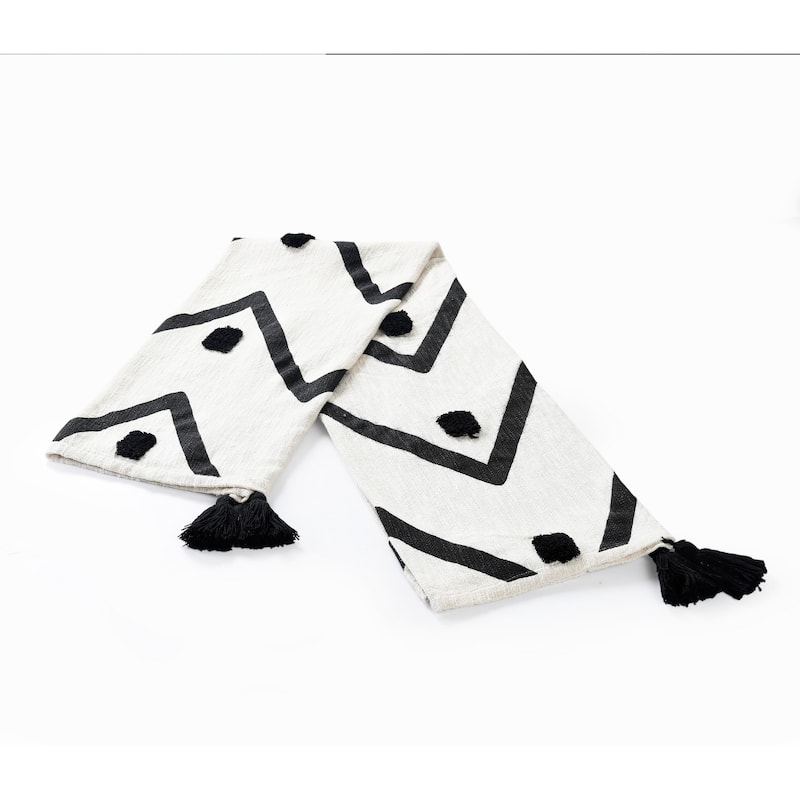 Sevita Modern Boho Tufted Polka Dot Peaks Cotton Standard Size Throw Blanket