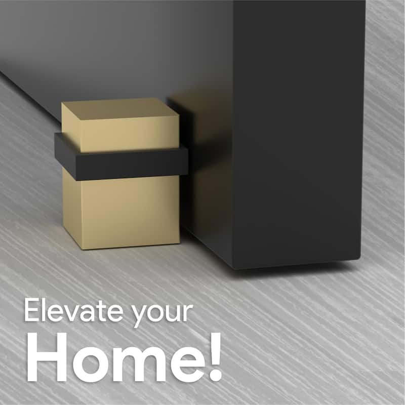 Mega Handles 1.5 Inch Square Floor-Mounted Door Stopper | Heavy Duty Zinc Door Knob and Wall Protection