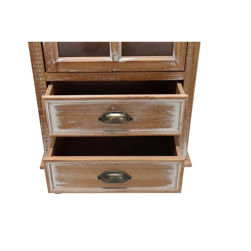 Rustic 54.53"Tall Wooden Accent Cabinet with Decorative Doors and 2 Drawers
