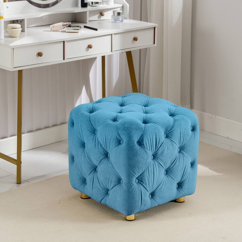 Velvet Upholstered Ottoman,Exquisite Small End Table,Soft Foot Stool,Dressing Makeup Chair,Seat for Living Room