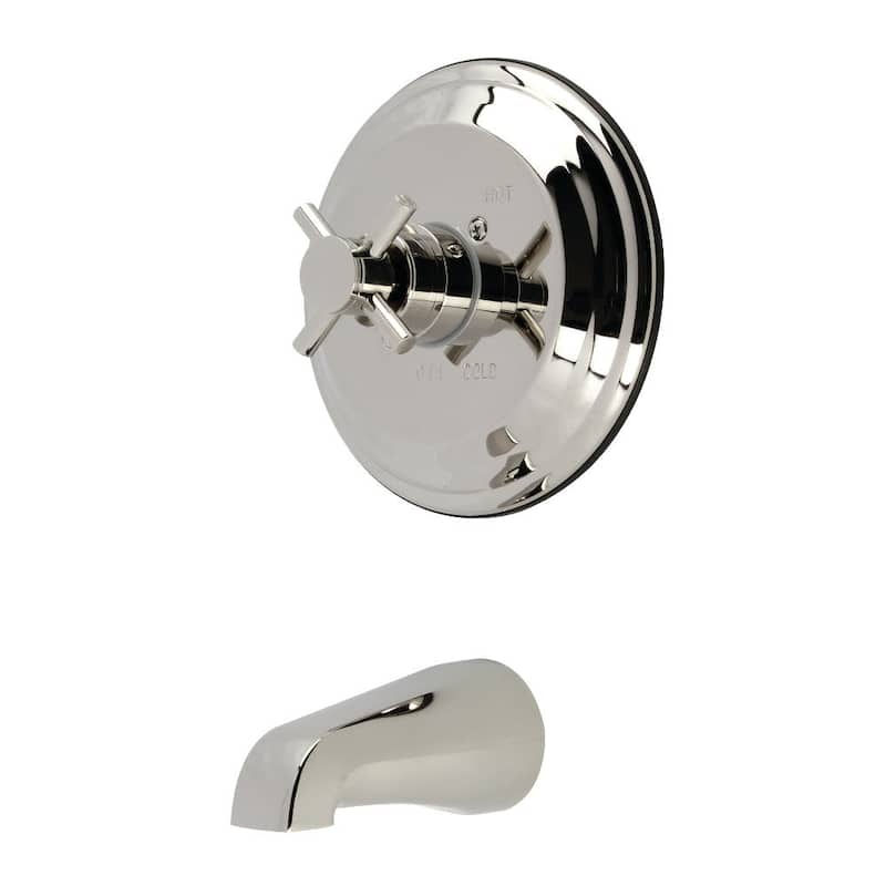 Kingston Brass Concord Wall Mounted Bathtub Faucet with Metal Cross - Polished Nickel