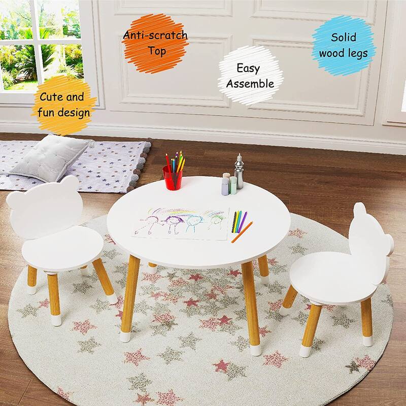 UTEX Kids Wood 3-piece Table and Chair Set