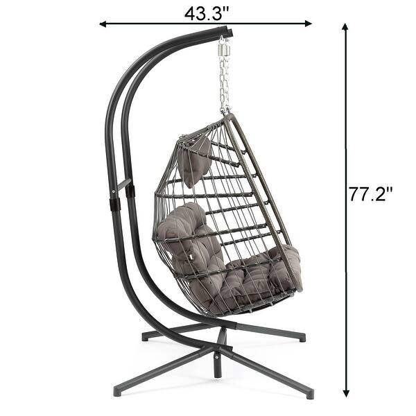 Outdoor Wicker Hanging Egg Chair With Stand Swing Lounge Chair W Cushion For 2 Person X Large 63 W X 78 L X 43 3 D Overstock 31946111