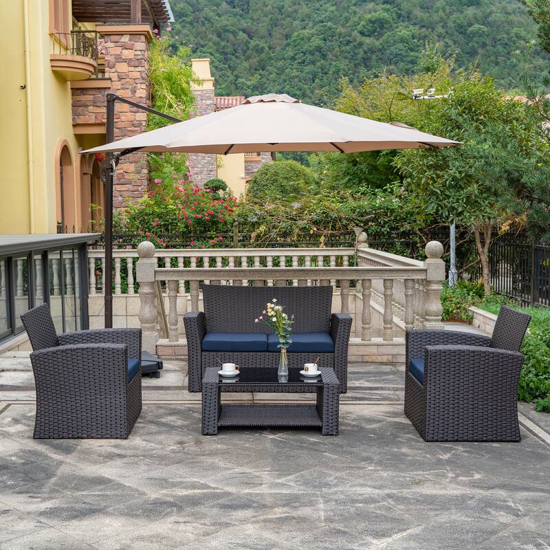 Grandview Outdoor 4-piece Grey Wicker Conversation Set