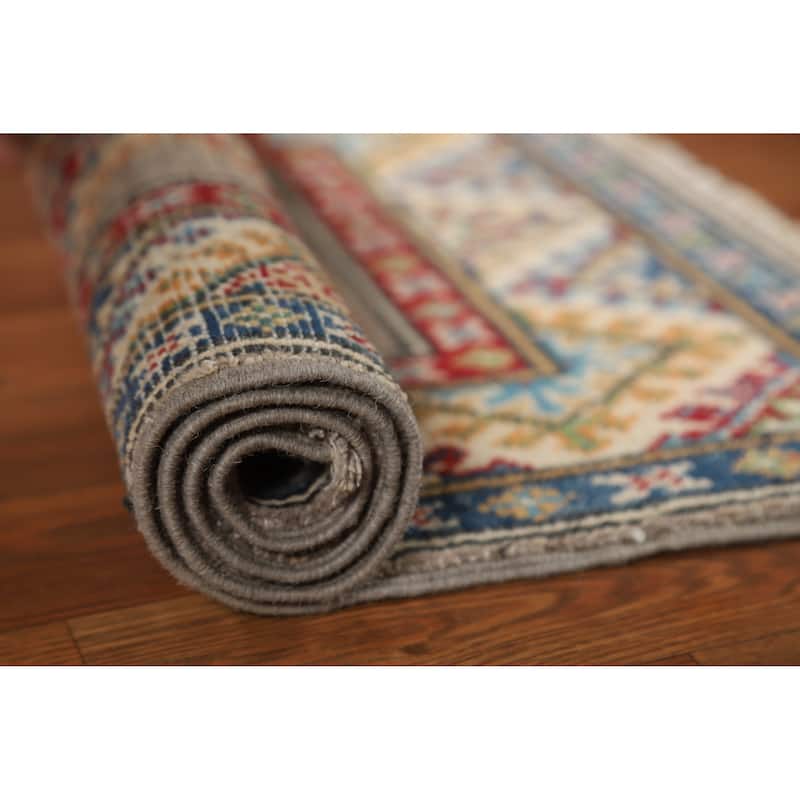 Kazak Oriental Foyer Rug Hand-Knotted Wool Carpet - 2'0"x 3'0" - 2'0"x 3'0" - Grey