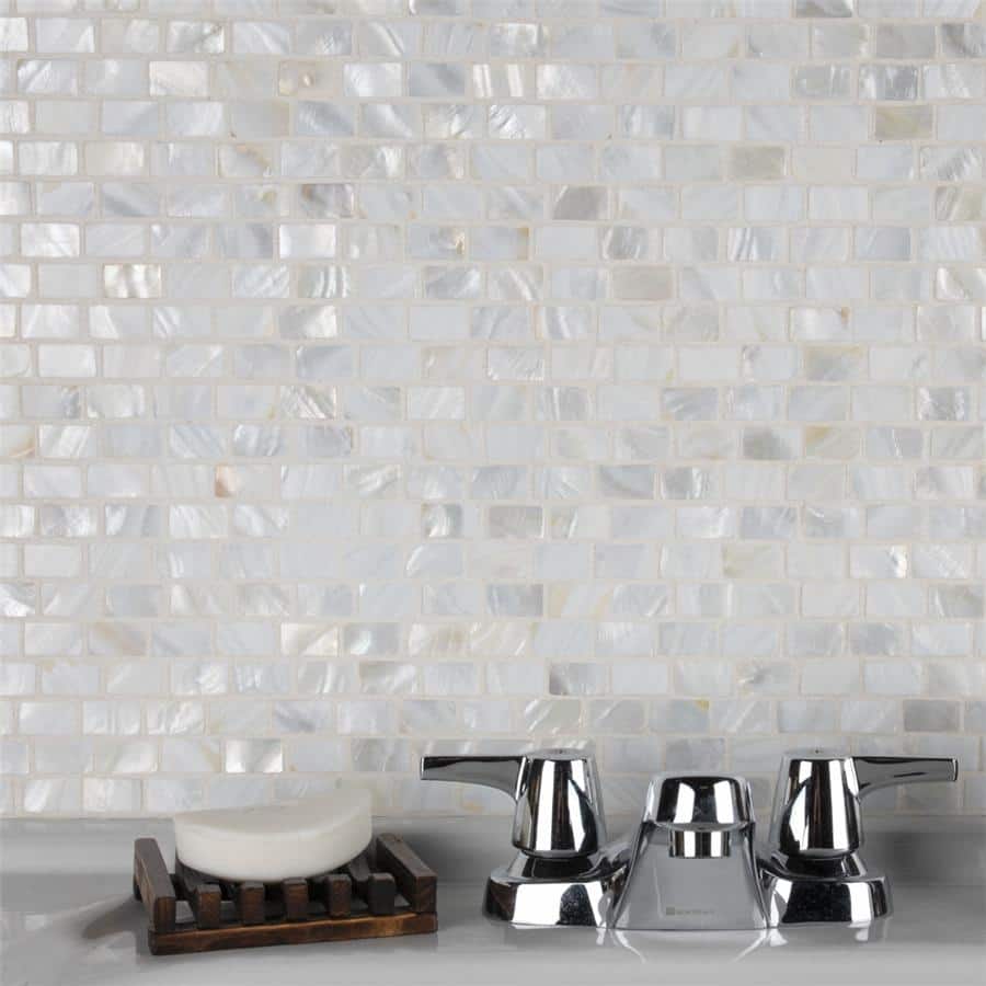 Merola Tile Conchella Subway White 11-1/2" x 11-7/8" Natural Shell Wall Tile