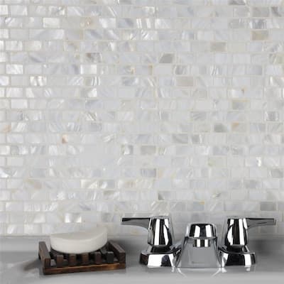 Merola Tile Conchella Subway White 11.5" x 11.86" Natural Seashell Mosaic Tile