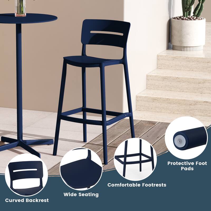 Frond and Form 29.5 Inch Outdoor Bar Stool (Set of 2)