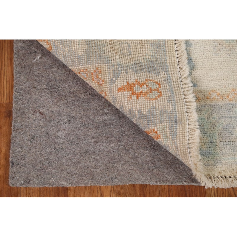 Hand Knotted Oriental 100% Wool Carpet Transitional Geometric Beige & Ivories Oushak Area Rug - 2' 11'' X 1' 10''