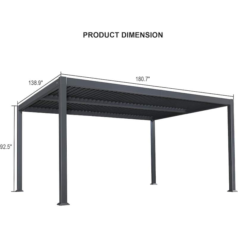 PURPLE LEAF Louvered Pergola Sun Shade Shelter with Adjustable Metal Roof for Patio Hardtop Pergola