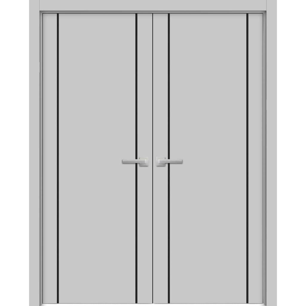 Solid French Double Doors 56 x 80 Planum 0016 Grey Matte with