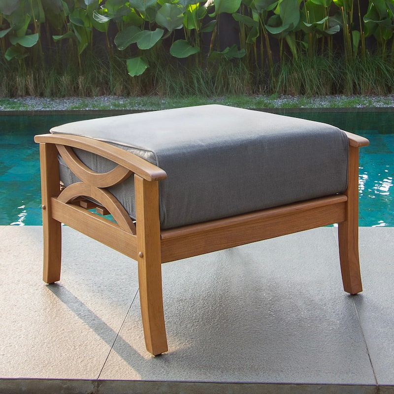 Cambridge Casual Lowell Teak Patio Ottoman with Cushion