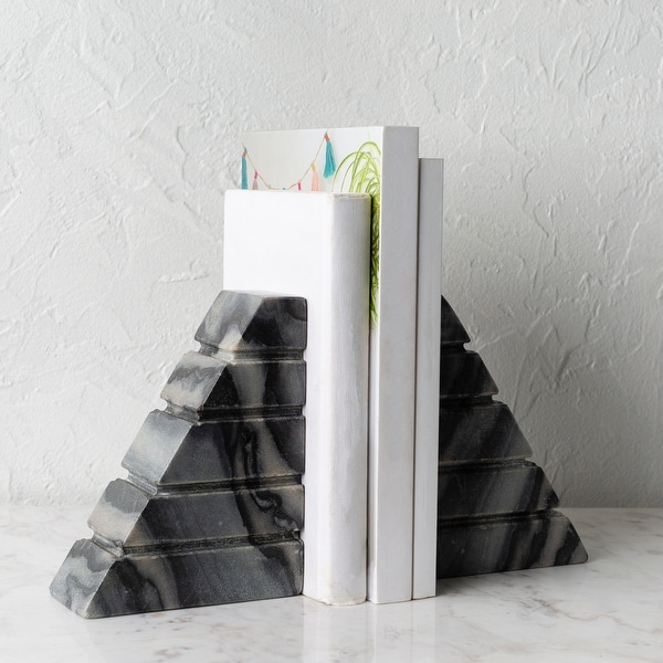 Metz Carved Modern Stone Book Ends (2 Pieces) - 4.5" x 2.5" x 6",4.5" x 2.5" x 6". Opens flyout.
