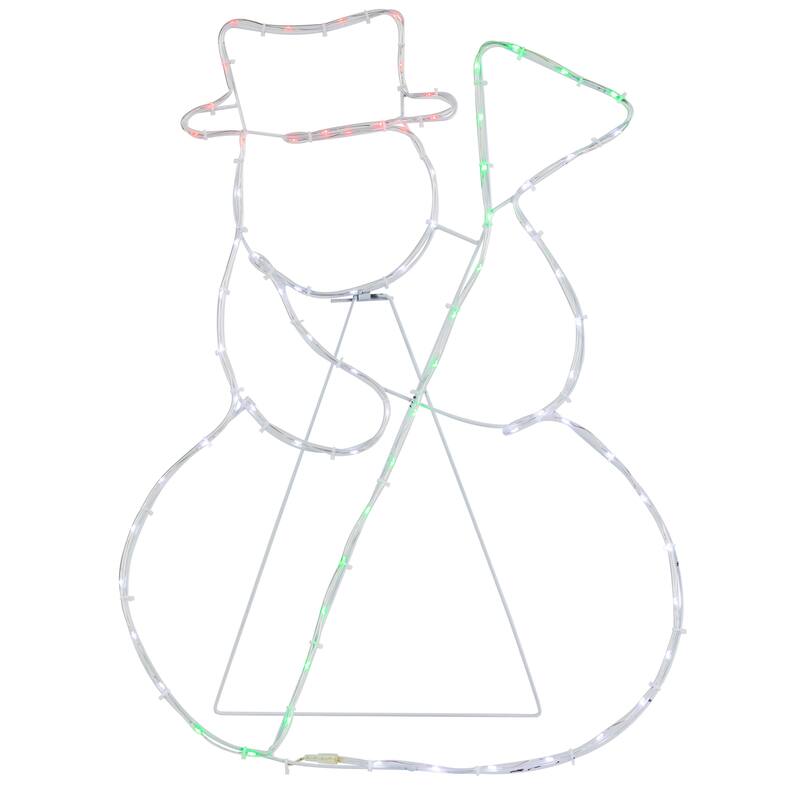 28" Lighted Standing Snowman Silhouette Outdoor Christmas Decoration - White