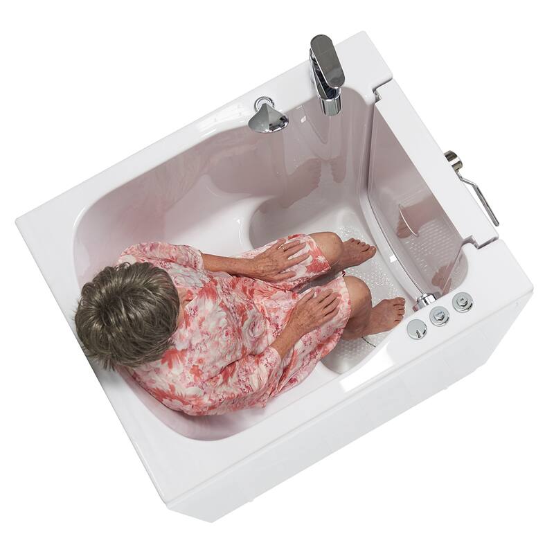 Ella Front Entry 32"x40" Acrylic Hydro Massage Walk-In Bathtub with Outward Swing Door 2 Piece Fast Fill Faucet 2" Drain